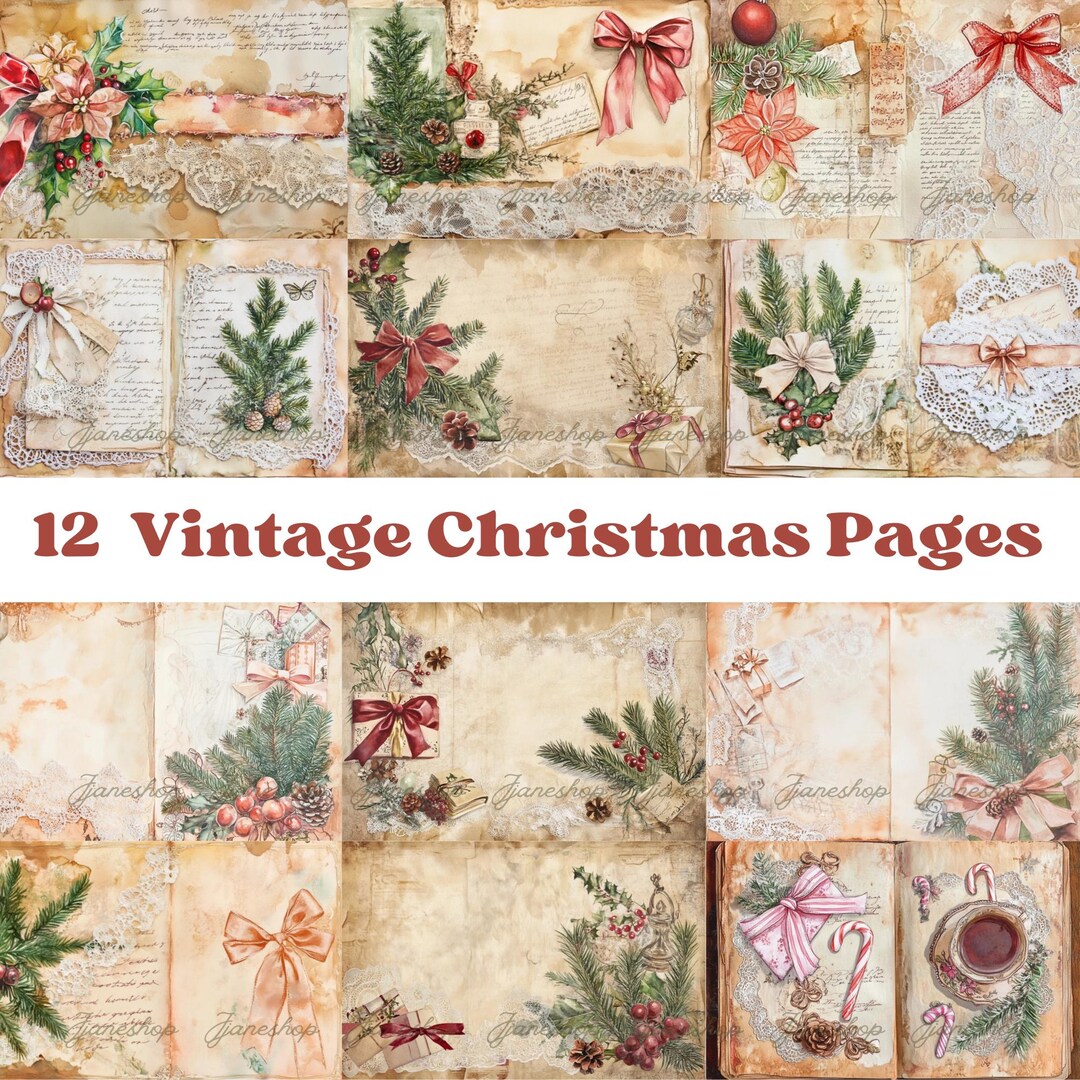 Vintage Christmas Junk Journal Pages: Retro Holiday Collage (digital ...