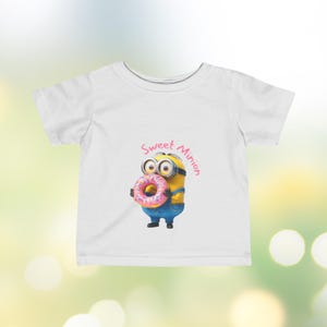 Sweet Minion Donut Infant T-Shirt, Cute Toddler Graphic Tee, Funny Baby Outfit, Minion Lover Gift