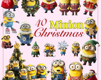 Christmas Minions PNG Santa Minion Elf Minion Clipart Holiday Party Decor Despicable Me SVG Stickers Printable Scrapbooking Minion Invite