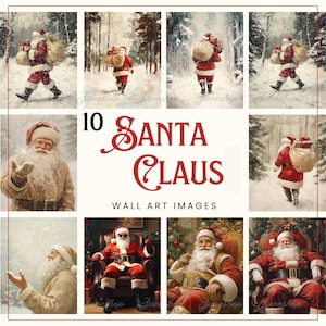 Vintage Santa Printable Art, Classic Cute Santa Poster, Santa Claus Wall Art, Holiday Decor, Christmas Print Christmas Wall Decor Xmas Print