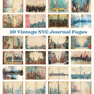 New York City Junk Journal Pages, carta scrapbook digitale, America stampabile, foglio collage USA, oggetti effimeri vintage, download degli Stati Uniti