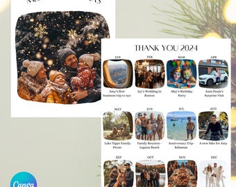 Year in Review Christmas Card Template, What A Year Card Photo Collage, Printable Arch Holiday Card Template, Holiday Newsletter, Photo Card