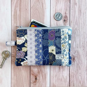 Coin Purse, Handmade Hokkoh Floral, Medium Size Zipper Pouch, Handmade Wallet, Japanese Dobby Cotton, ID Cards Keys, Gift for Her