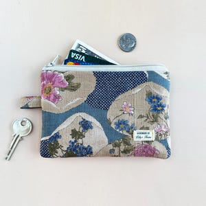 Coin Purse, Handmade Medium Size Zipper Pouch Wallet, Japanese Dobby Cotton Cottagecore ID Cards Keys, Kaiawase Kobayashi, Gift for Her