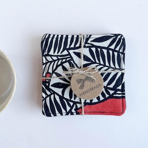 Coasters, Japanese Linen, Tropical Forest, Gift Set, Handmade Chic Modern Home Table Decor, Housewarming Gift, Drinks Cups Mugs Wine Glasses