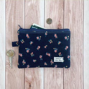 Portemonnee, zacht corduroy, Japanse vintage katoenen corduroy, middelgroot, handgemaakte portemonnee met ritssluiting, ID-kaarten sleutelzakje, cadeau voor haar
