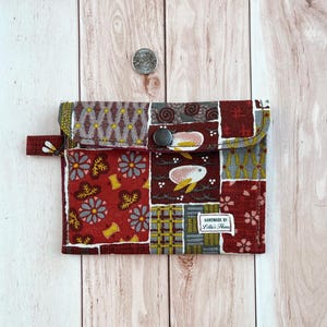 Porta-moedas, Patchwork japonês, Corujas, Coelhinhos, Lona de algodão, Bolsa de pressão feita à mão, Cartões de identificação, Chave, Cottagecore, Presente para ela