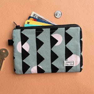 Monedero de lona de algodón orgánico, tejido Cloud 9 de Afterglow Easy Weekend, hecho a mano, tamaño mediano, para tarjetas de identificación y llaves, moderno.