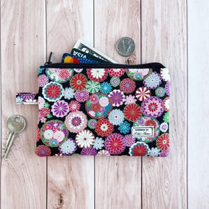 Portemonnee, Senyo-chrysanten, zakje met ritssluiting, handgemaakte middelgrote portemonnee, Japanse bloemen, sleutels identiteitskaart, cadeau voor haar