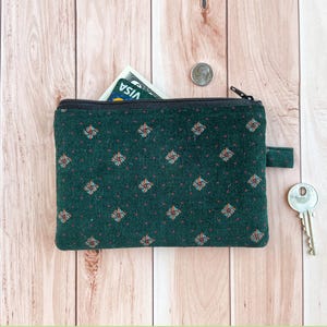 Porte-monnaie, velours côtelé doux, coton vintage japonais, taille moyenne, pochette en tissu faite main avec fermeture éclair, étui pour cartes d'identité et clés, cadeau pour elle