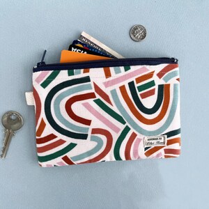 Portemonnee van biologisch katoencorduroy, handgemaakt zakje, sleutel ID-kaart, Betsy Siber, Easy Weekend Sky Snow, zachte stof Modern Esthetisch