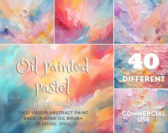 40 Ölgemälde Pastell Farbe Hintergrund 12x12 300DPI Abstrakte Farbe Hintergrund Öl Pinsel Textur, JPEG, Kommerzielle Nutzung