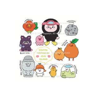 Jeju Island (South Korea&#39;s largest island) - Clip art and Digital Sticker