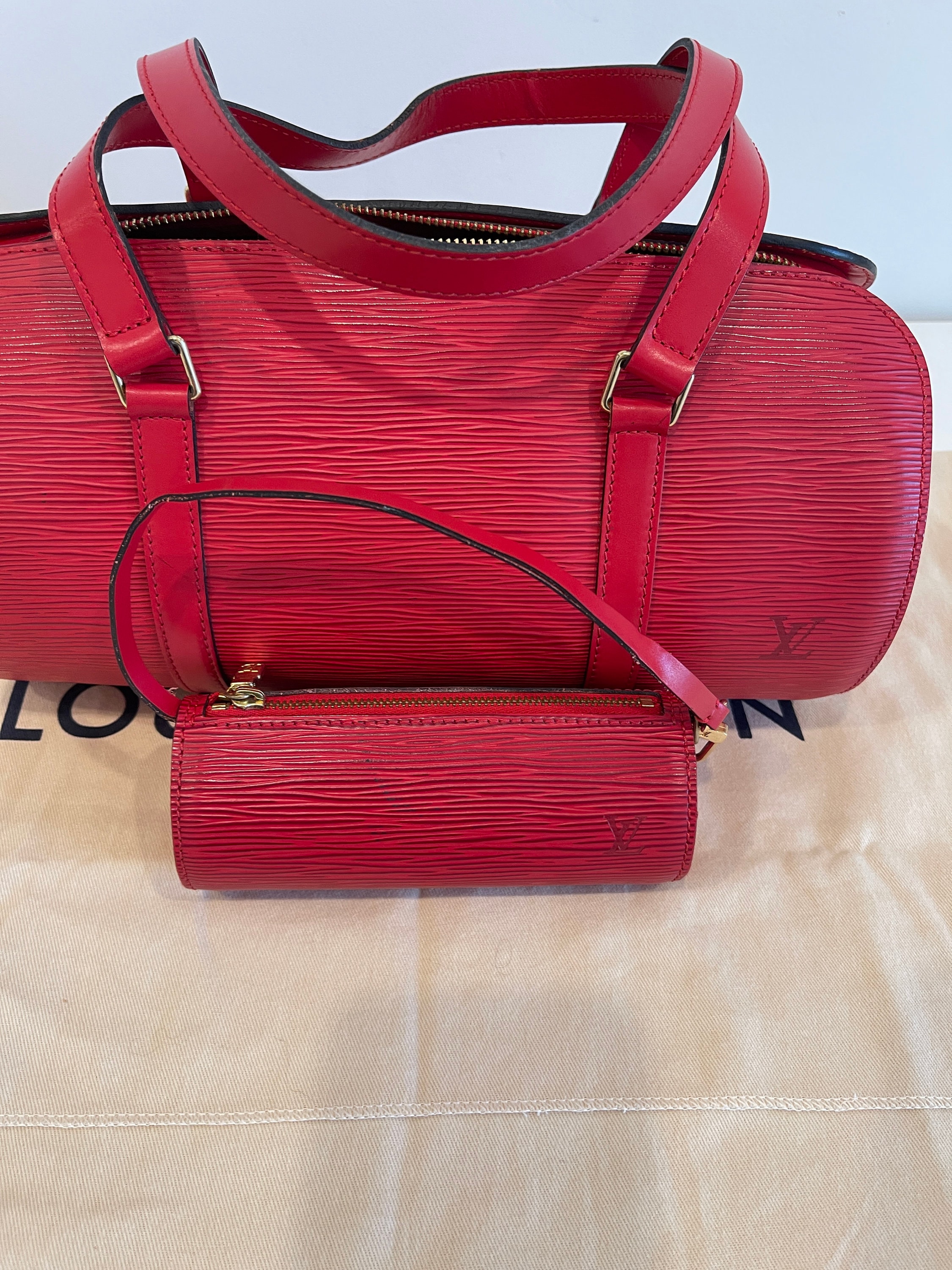 Louis Vuitton Red Epi Leather Mini Papillon Pochette Bag