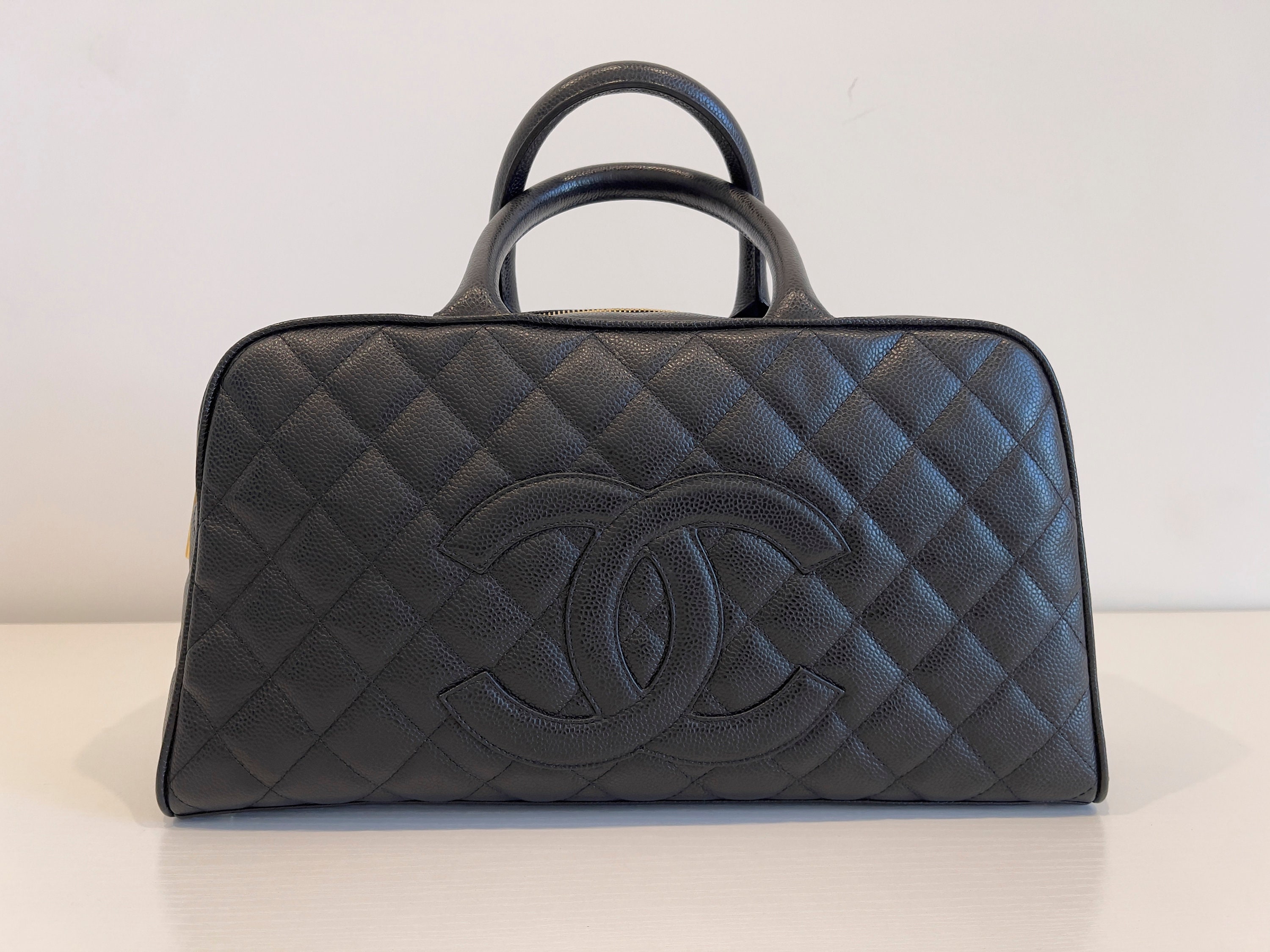 What Goes Around Comes Around Chanel Black Bowling Bag, Medium | Women