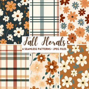 Automne Floral Pattern Boho Seamless Pattern Digital Paper Birthday Invitation Pattern fond d’écran papier d’emballage scrapbook Automne