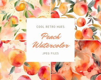 Peach Pattern Fruit Watercolor Peach Seamless Pattern Digital Paper Watermelon Pattern background wallpaper wrapping paper scrapbook retro