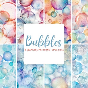 Bubbles Pattern Watercolor Seamless Pattern Digital Paper Birthday Invitation Pattern background wallpaper wrapping paper scrapbook Bubble