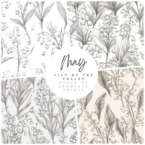 Motif floral Motif sans couture Papier numérique Naissance Fleur MAI Muguet Motif pour arrière-plans papier peint papier d'emballage scrapbooking