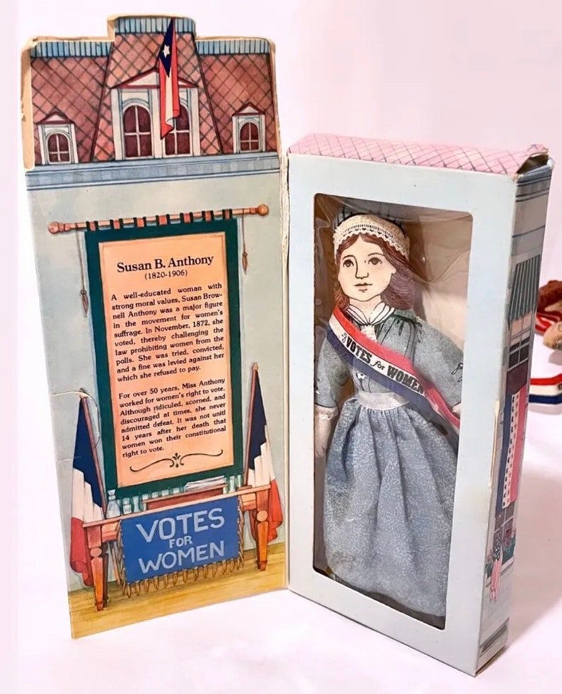 1979 Vintage Famous Americans Series Cloth Dolls Your Choice Susan B Anthony-Box