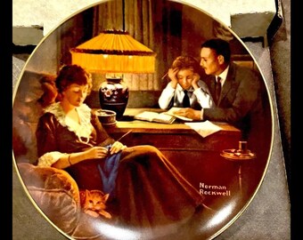 夕べの休息 - コレクタープレート - ノーマン・ロックウェル作 - Etsy 日本