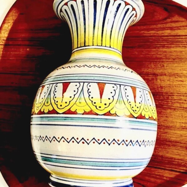 Vintage Hand Crafted Italian Pottery Vase | Signed |FIRENZE Menegatti Pottery | Large 10” X 7” | Italy | Vase or Decantur