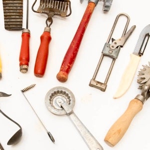 Antique Primitive Kitchen Utensil Collection | Rustic Farmhouse Decor