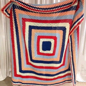 Vintage Handgehäkelte afghanische Decke | Größe: 165 cm