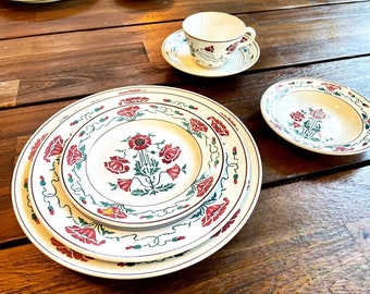 Antique Villeroy and Boch Dresden Dinnerware #508 Red Poppy