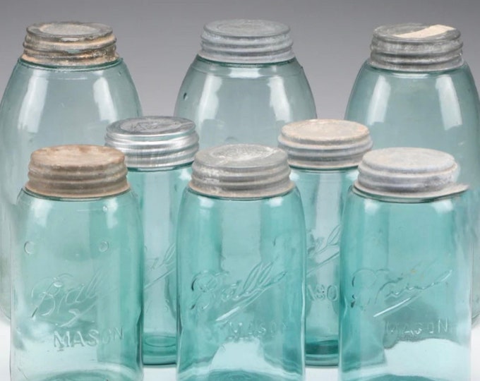 Antique 1800s Aqua/green BALL Mason Jars With Zinc Lids Your Choice