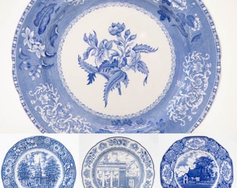 Vintage Blue & White Dinner/Collectible Plates Your Choice! Wedgwood, Staffordshire, Spode, Crown Ducal 10.5” Blue and White Fine Bone China