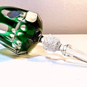 Vintage Neubert Bleikristall Emerald Green Crystal Hostess Bell 7”| Excellent Condition
