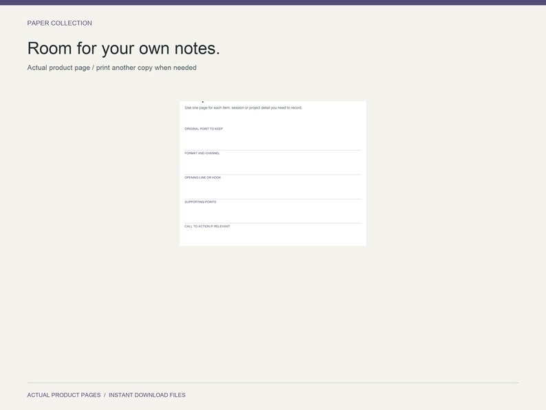 Content Repurpose Planner: Actual product page / print another copy when needed