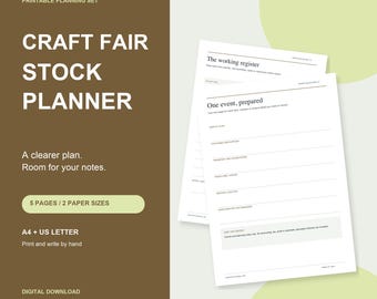 Craft Fair Inventory Printable, Market Stall Packing List and Sales Tally PDF