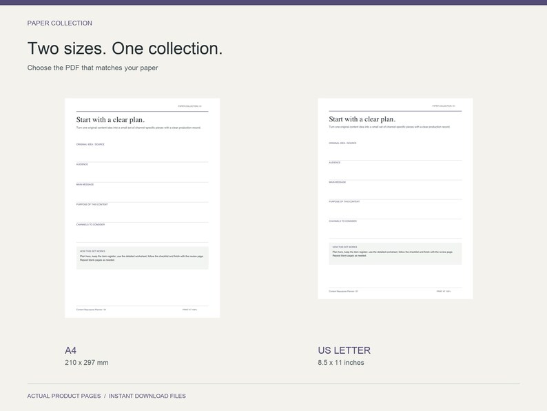 Content Repurpose Planner: Choose the PDF that matches your paper