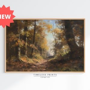 Scarlet Symphony: The Autumn Beauty of French Forests, Rural Landscape Painting, Vintage Landscape Print, Vintage Country Landscape