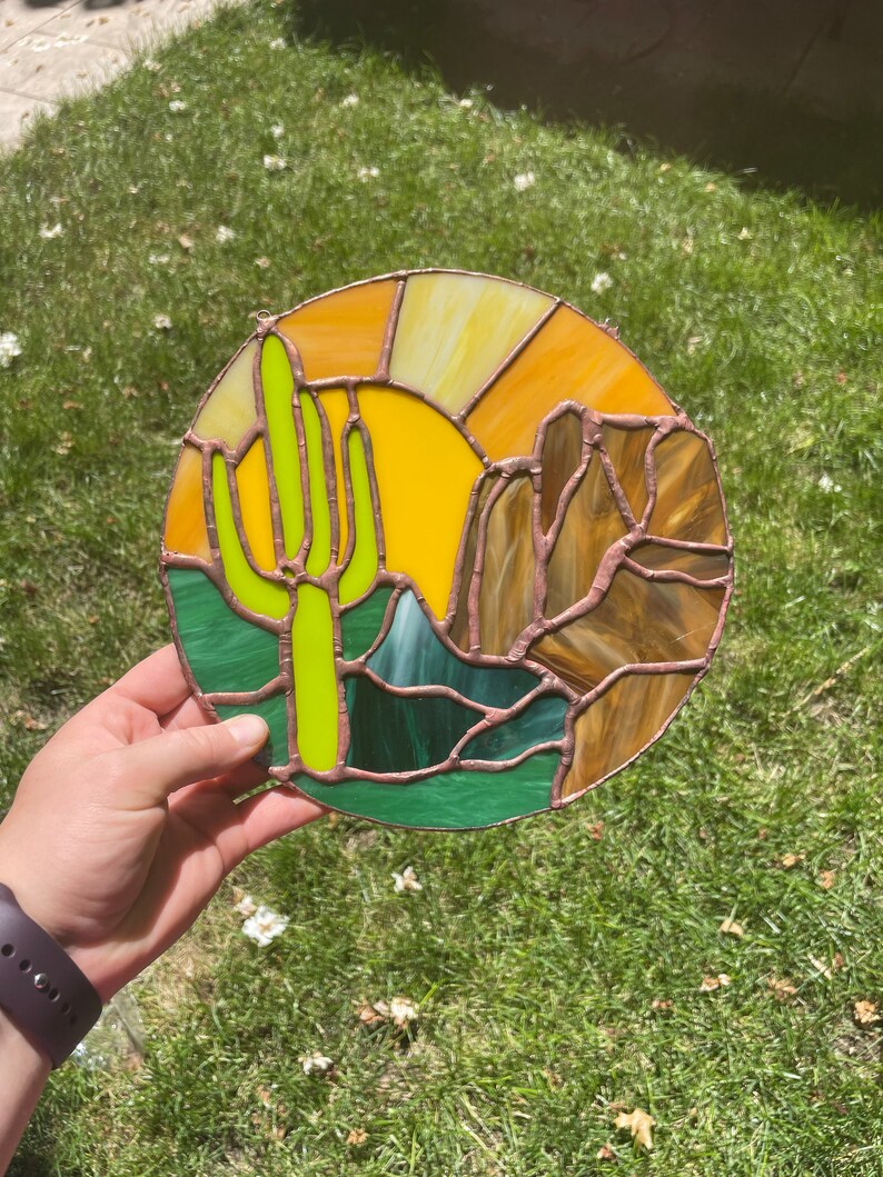 Stained Glass Desert Cactus Etsy