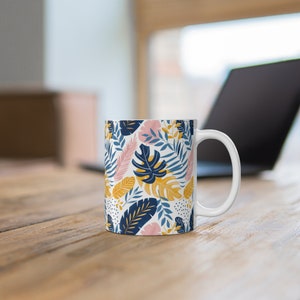 Tropical Themed Coffee Mug, Hawaii Coffee Mug, Tropical mug, Aloha Mug, Floral Coffee Mug, 11oz Ceramic Mug