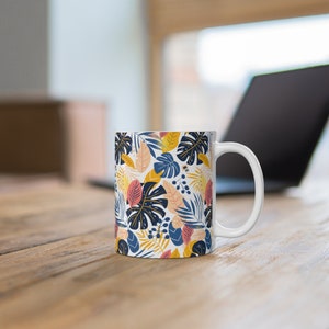 Tropical Themed Coffee Mug, Hawaii Coffee Mug, Tropical mug, Aloha Mug, Floral Coffee Mug, 11oz Ceramic Mug