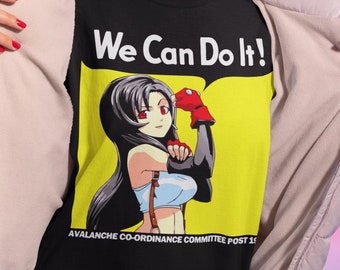 Tifa We Can Do It! Softstyle T-Shirt, Neoncore Tifa, FF7 Shirt, Fantasy Shirt, Moogle Tshirt, Meme Parody Shirt
