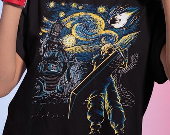 Starry Clouds Unisex Graphic Tee, FF Shirt, XIV Shirt, Artistic Shirt, Starry Nights Shirt