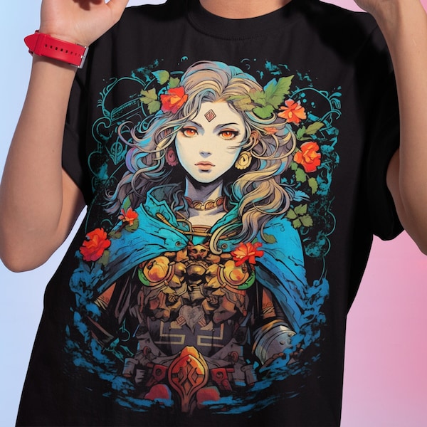 Annalesia Princess of the Forest Unisex Graphic Tee, Elf Girl Shirt, Graphic Streetwear, Anime Style Streetwear, Nature Druid Shirt, Nymph