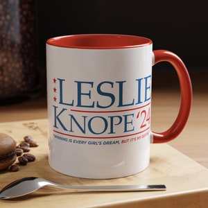 Knope 2024 Accent Coffee Mug, Parks and Recreation Mug, Leslie Knope Mug, Leslie Knope Merch, Leslie Knope 2024, The Office Mug, Nerdy Gift Red