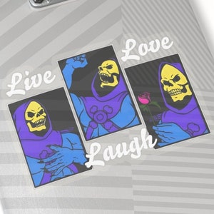 Skeleton Live Laugh Love Kiss-Cut Sticker