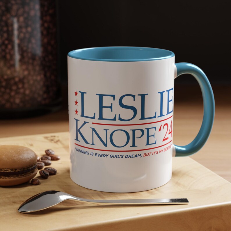 Knope 2024 Accent Coffee Mug, Parks and Recreation Mug, Leslie Knope Mug, Leslie Knope Merch, Leslie Knope 2024, The Office Mug, Nerdy Gift Light Blue