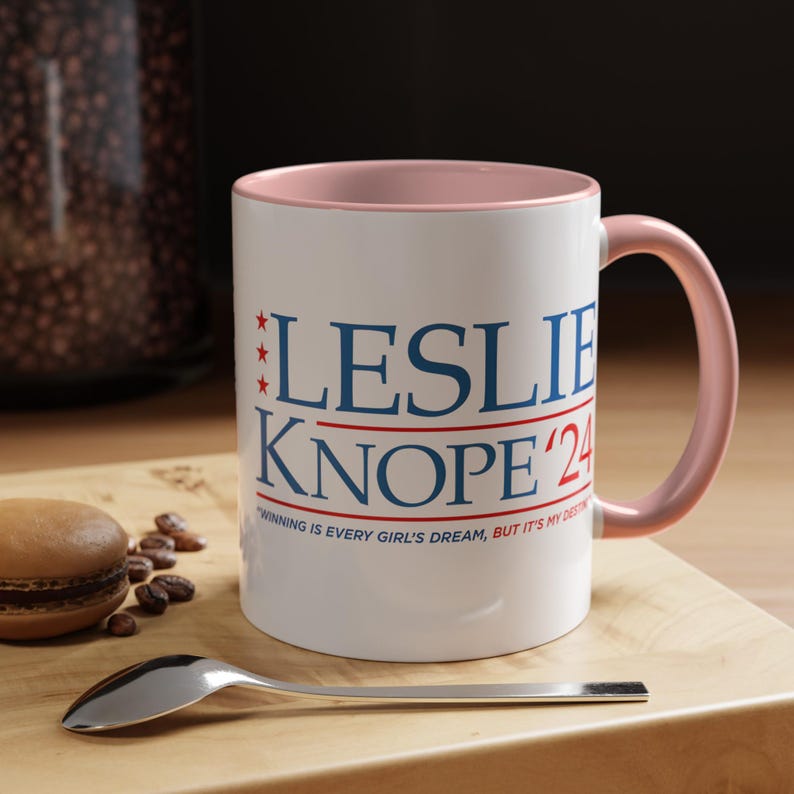 Knope 2024 Accent Coffee Mug, Parks and Recreation Mug, Leslie Knope Mug, Leslie Knope Merch, Leslie Knope 2024, The Office Mug, Nerdy Gift Pink