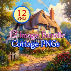 Quaint Cottage 12 PNG Image Bundle Digital Print Wall Decorations