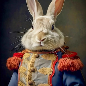 Renaissance Rabbit Soldier Art Print | Funny Animal Art Prints