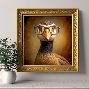 Goose in Glasses Digital Download Cottagecore Silly Animal Art Instant Download
