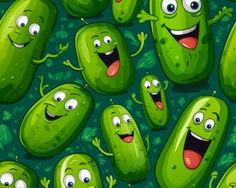 Cartoon Pickle Wrapping Paper: Quirky Green Gift Wrap